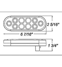 STL-72RB Optronics Red 6in Oval LED S/T/T Light